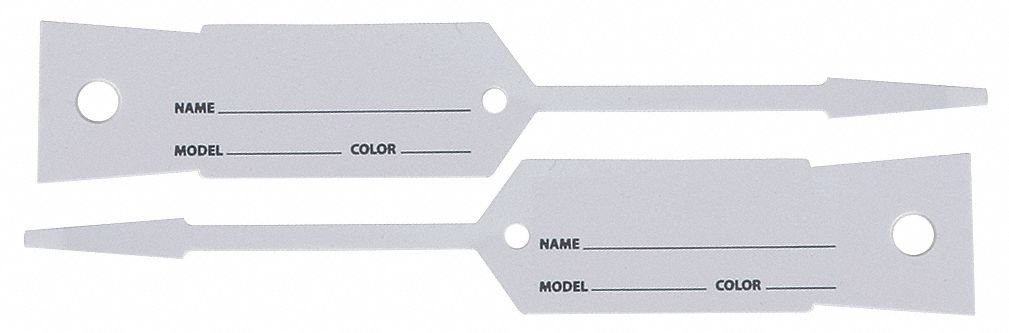 Key Tag: Plastic, 4 1/2 in x 3/4 in, White, 1,000 Pack Qty