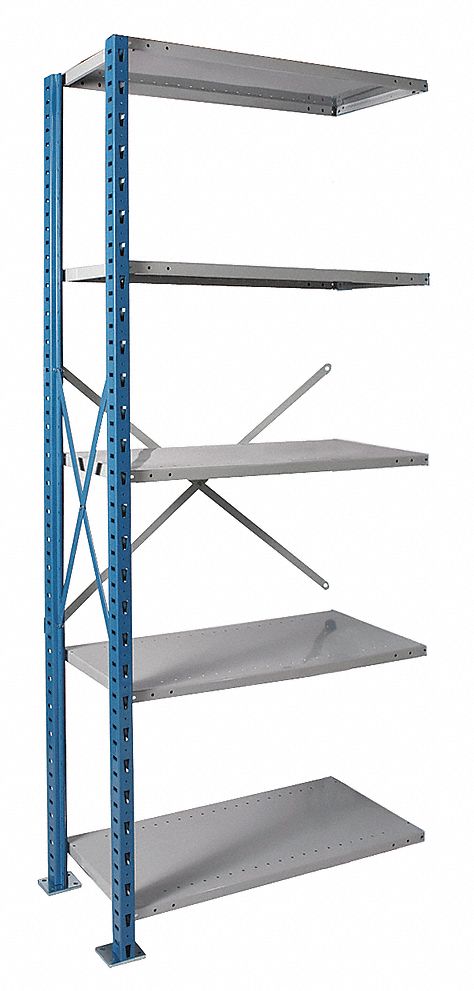 Metal Shelving: Add-On, Heavy-Duty, 36 in x 18 in, 84 in Overall Ht, 5 Shelves