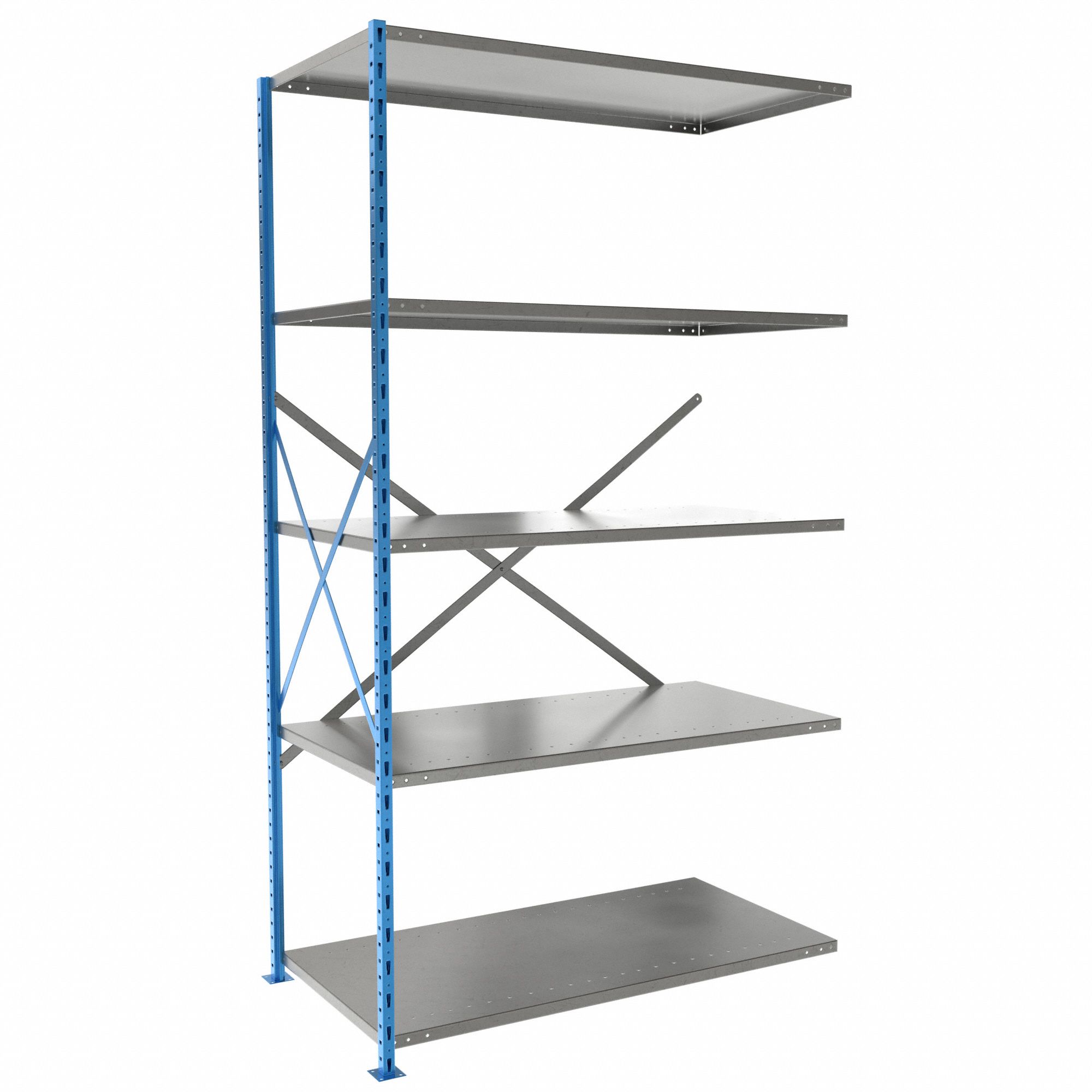 Metal Shelving: Add-On, Heavy-Duty, 48 in x 24 in, 87 in Overall Ht, 5 Shelves