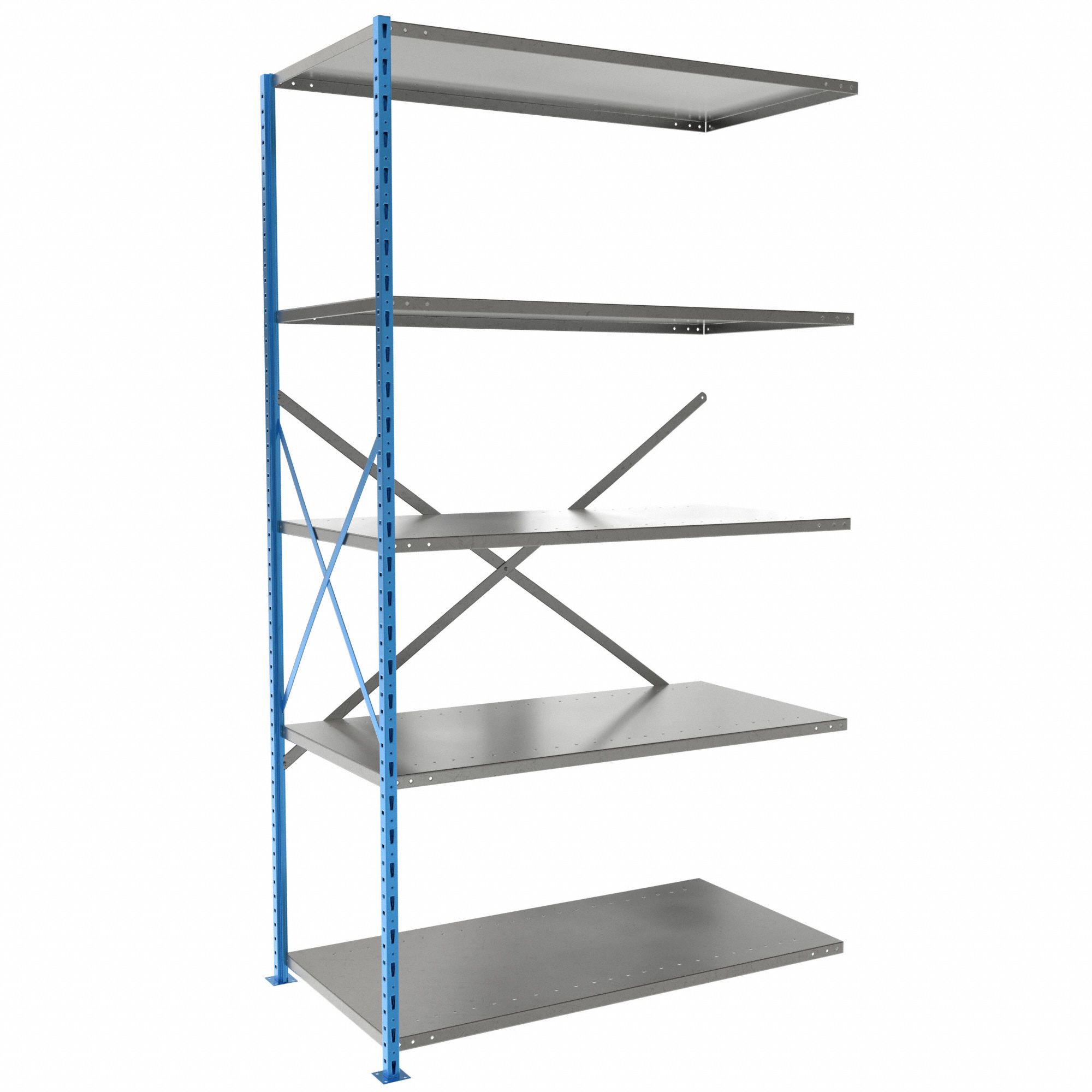 Metal Shelving: Add-On, Heavy-Duty, 48 in x 24 in, 87 in Overall Ht, 6 Shelves