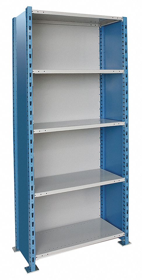 Metal Shelving: Starter, Heavy-Duty, 48 in x 24 in, 120 in Overall Ht, 5 Shelves