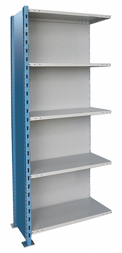 Metal Shelving: Add-On, Heavy-Duty, 36 in x 18 in, 120 in Overall Ht, 5 Shelves
