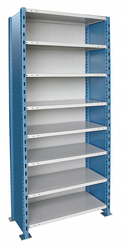Metal Shelving: Starter, Heavy-Duty, 48 in x 24 in, 120 in Overall Ht, 8 Shelves