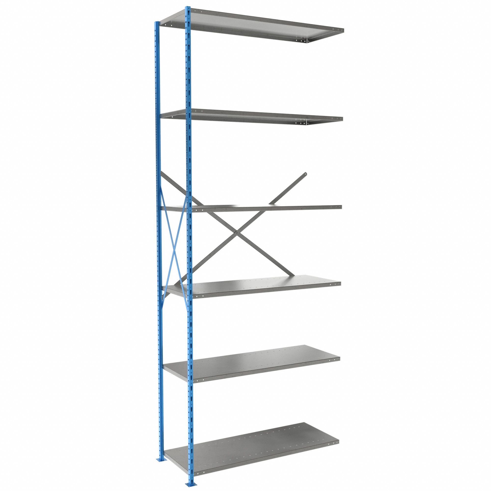 Metal Shelving: Add-On, Heavy-Duty, 48 in x 18 in, 120 in Overall Ht, 6 Shelves