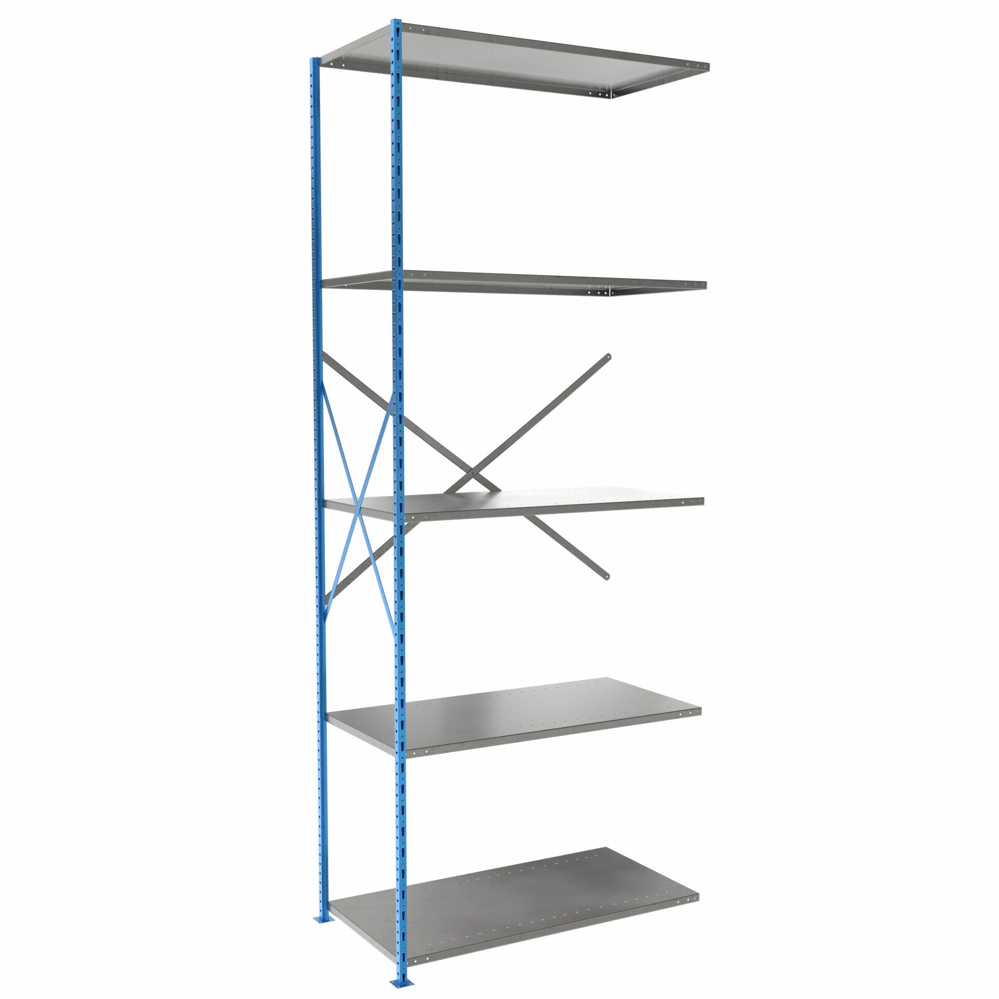 Metal Shelving: Add-On, Heavy-Duty, 48 in x 24 in, 120 in Overall Ht, 5 Shelves