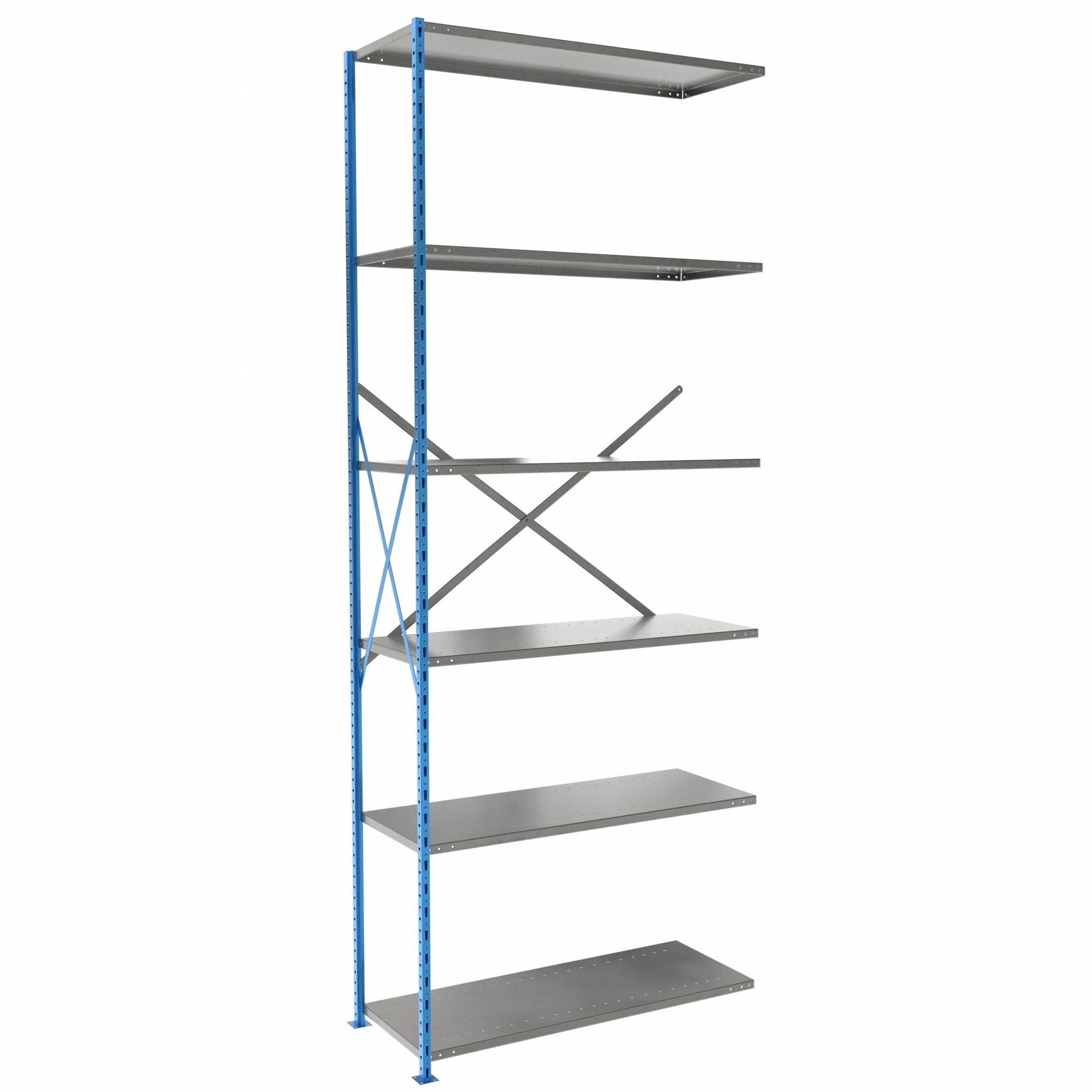 Metal Shelving: Add-On, Heavy-Duty, 48 in x 18 in, 120 in Overall Ht, 6 Shelves