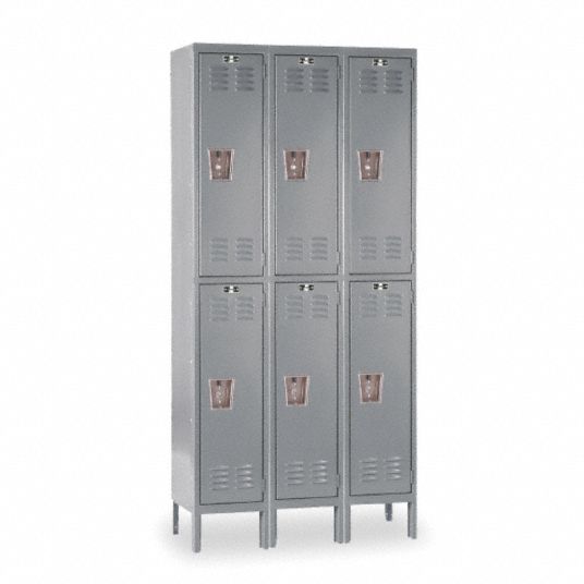 HALLOWELL Wardrobe Locker: 36 in x 12 in x 78 in, Louvered, 2 Tiers, 3 ...