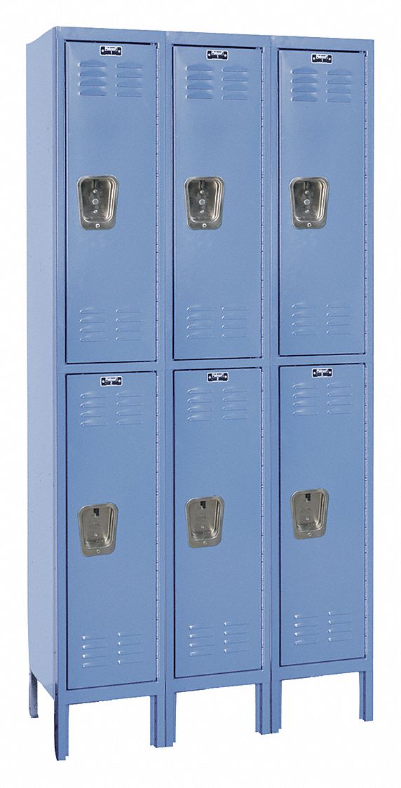 Wardrobe Locker: 36 in x 15 in x 78 in, Louvered, 2 Tiers, 3 Units Wide, Padlock Hasp