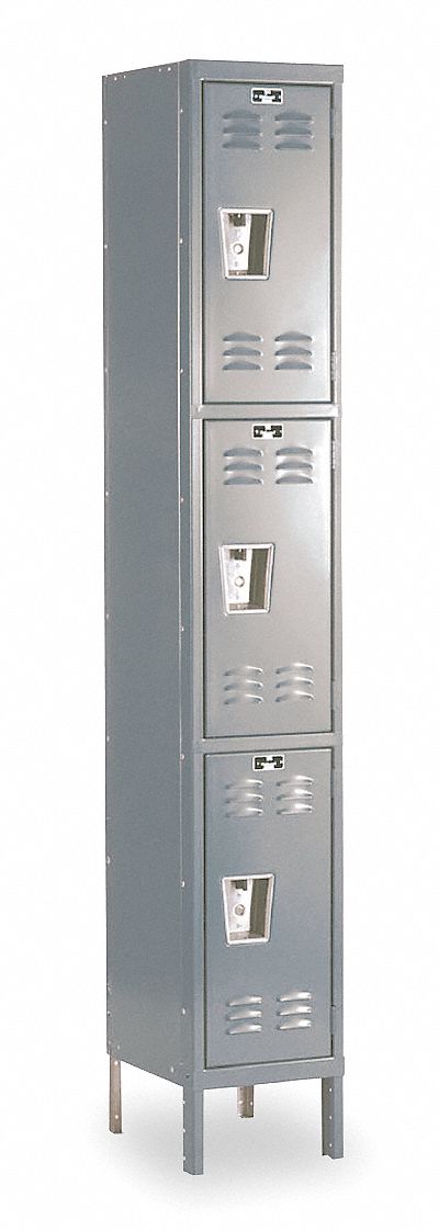 Wardrobe Locker: 12 in x 12 in x 78 in, Louvered, 3 Tiers, 1 Units Wide, Padlock Hasp