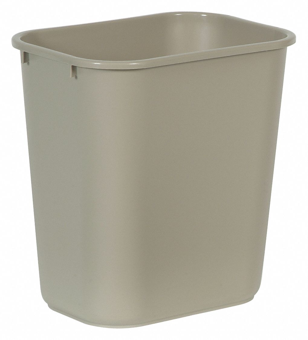 WASTEBASKET,RECTANGULAR,7 GAL.,BEIGE