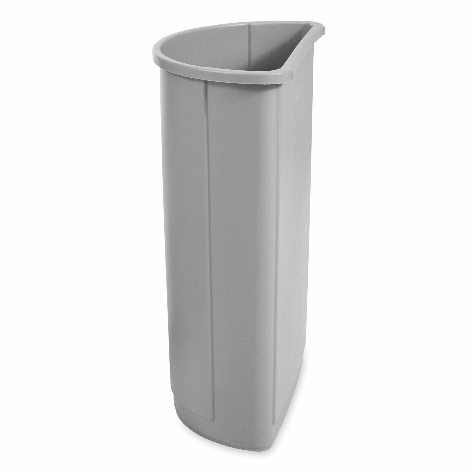 RUBBERMAID COMMERCIAL PRODUCTS Trash Can: Half-Round, Gray, 21 gal ...