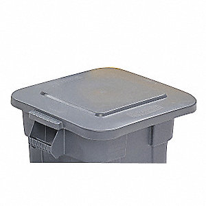 RUBBERMAID Trash Can Top,Flat,Snap-On Closure,Gray FG352700GRAY Gray 