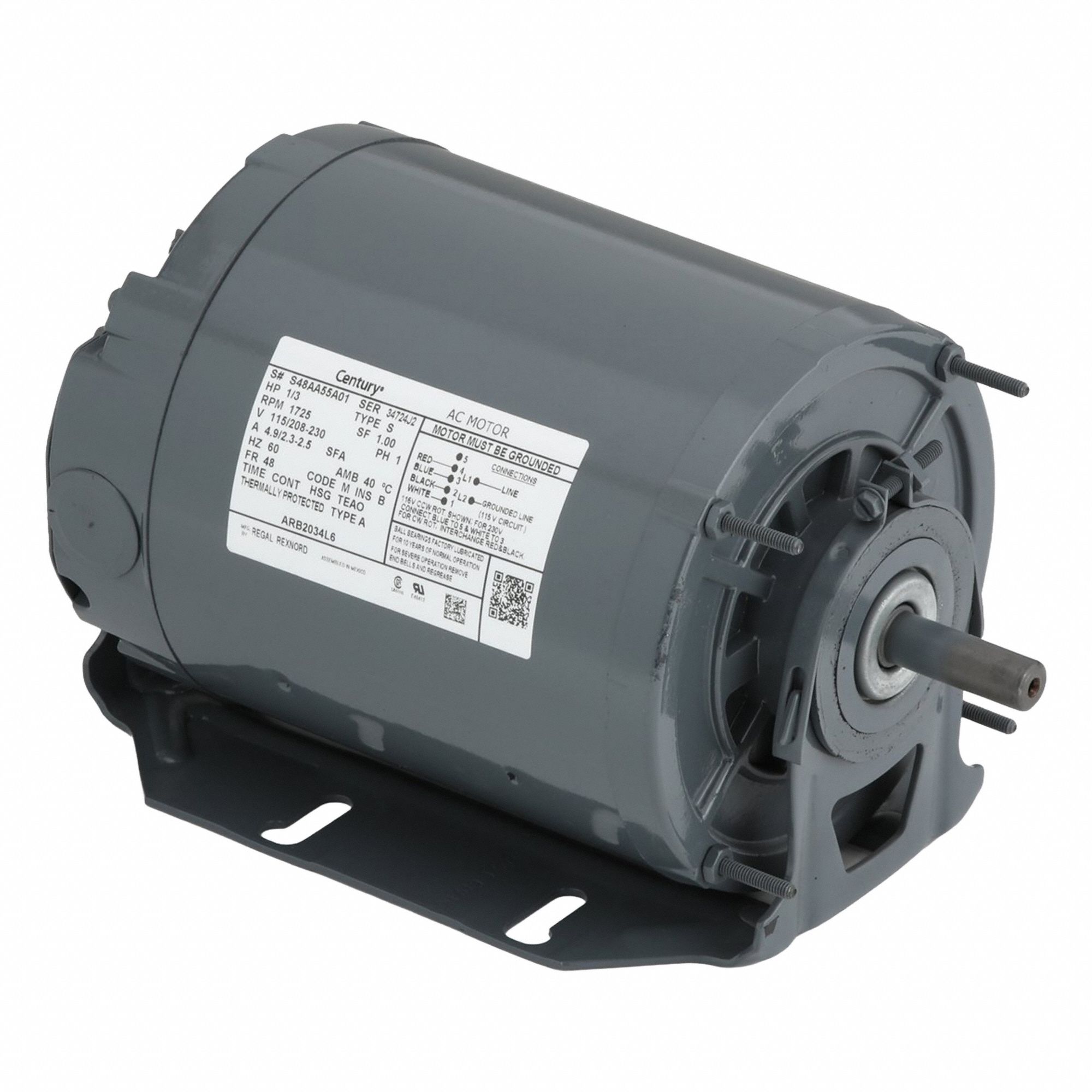 Direct Drive Blower Motor: Cradle Base, Split-Phase, Single Phase, 1/3 hp, 1, 725 RPM, Auto