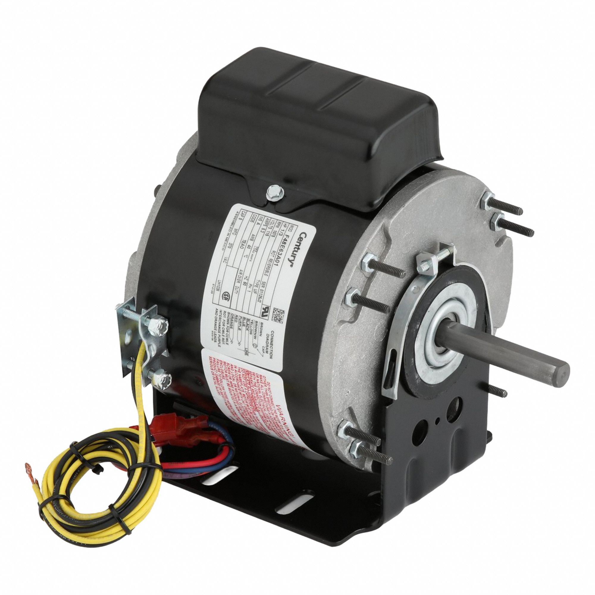 Unit Heater Motor: 1 Speed, 1/3 hp Horsepower, 1, 075 RPM RPM, 115V AC, 48Y Frame Size, Stud