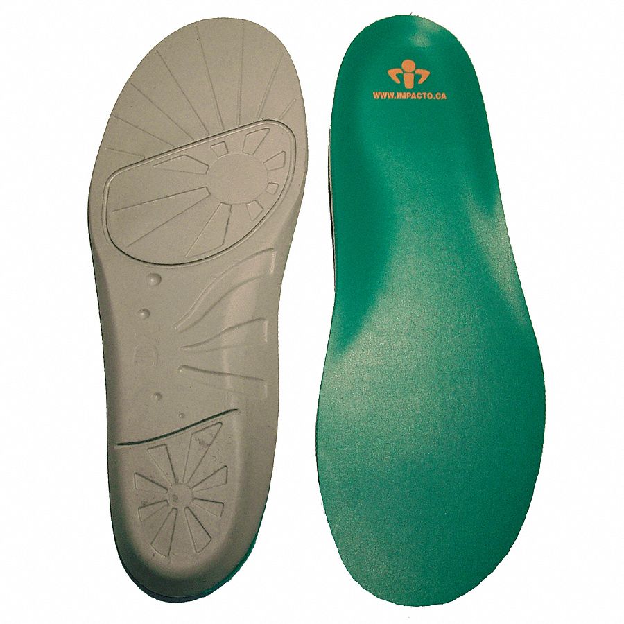 UNISEX INSOLES, SIZE 13 TO 14/14½ TO 16, FOAM, GREEN, 14X5X½ IN, PREVENT FATIGUE