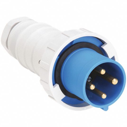 Pin and Sleeve Plug: 60 A, 250V AC, IEC Grounding, 5 hp Horsepower Rating,  IEC 309/UL Listed