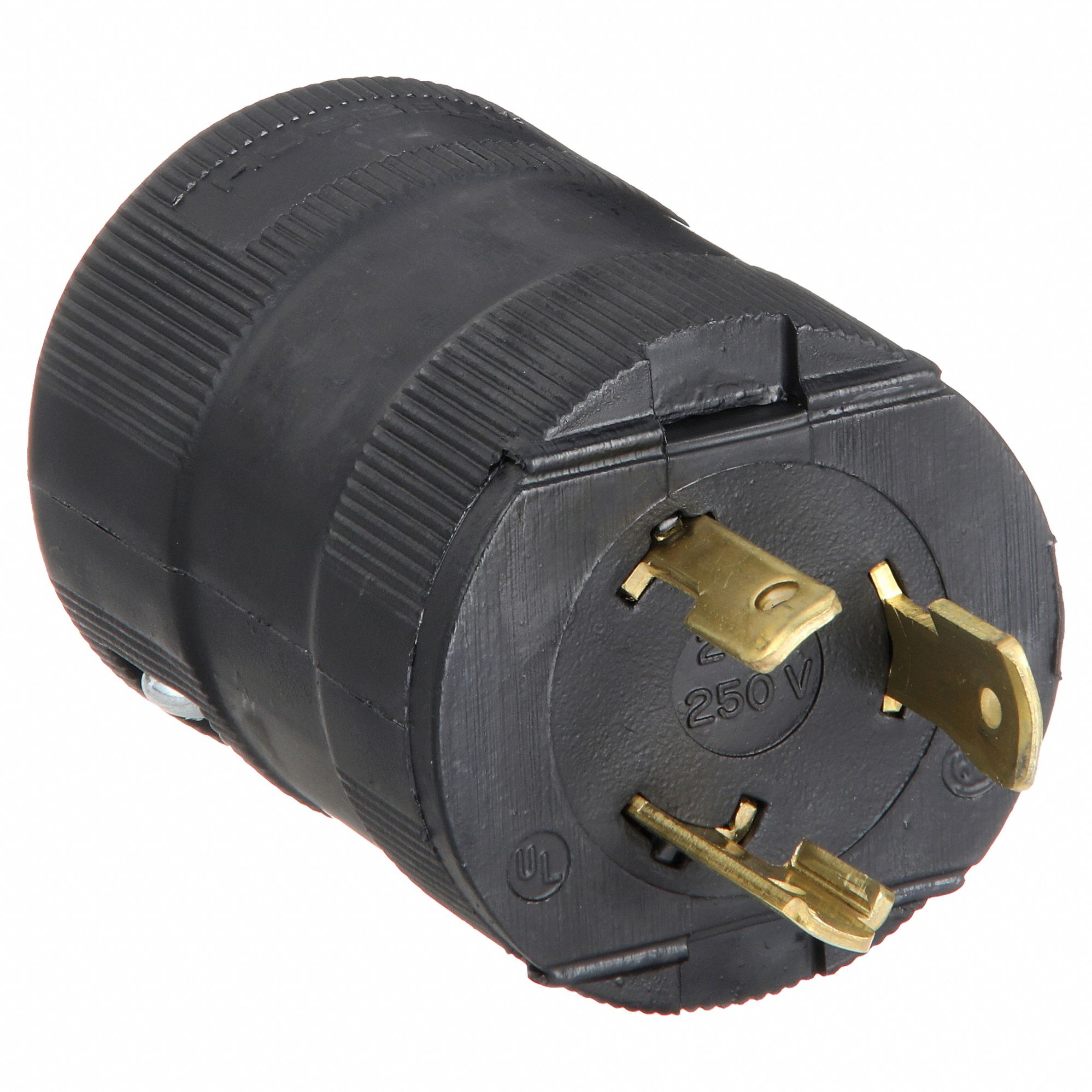 LOCKING PLUG, L6-20P, 250V AC, 20 A, 2 POLES, BLACK, SCREW TERMINALS, L6-20