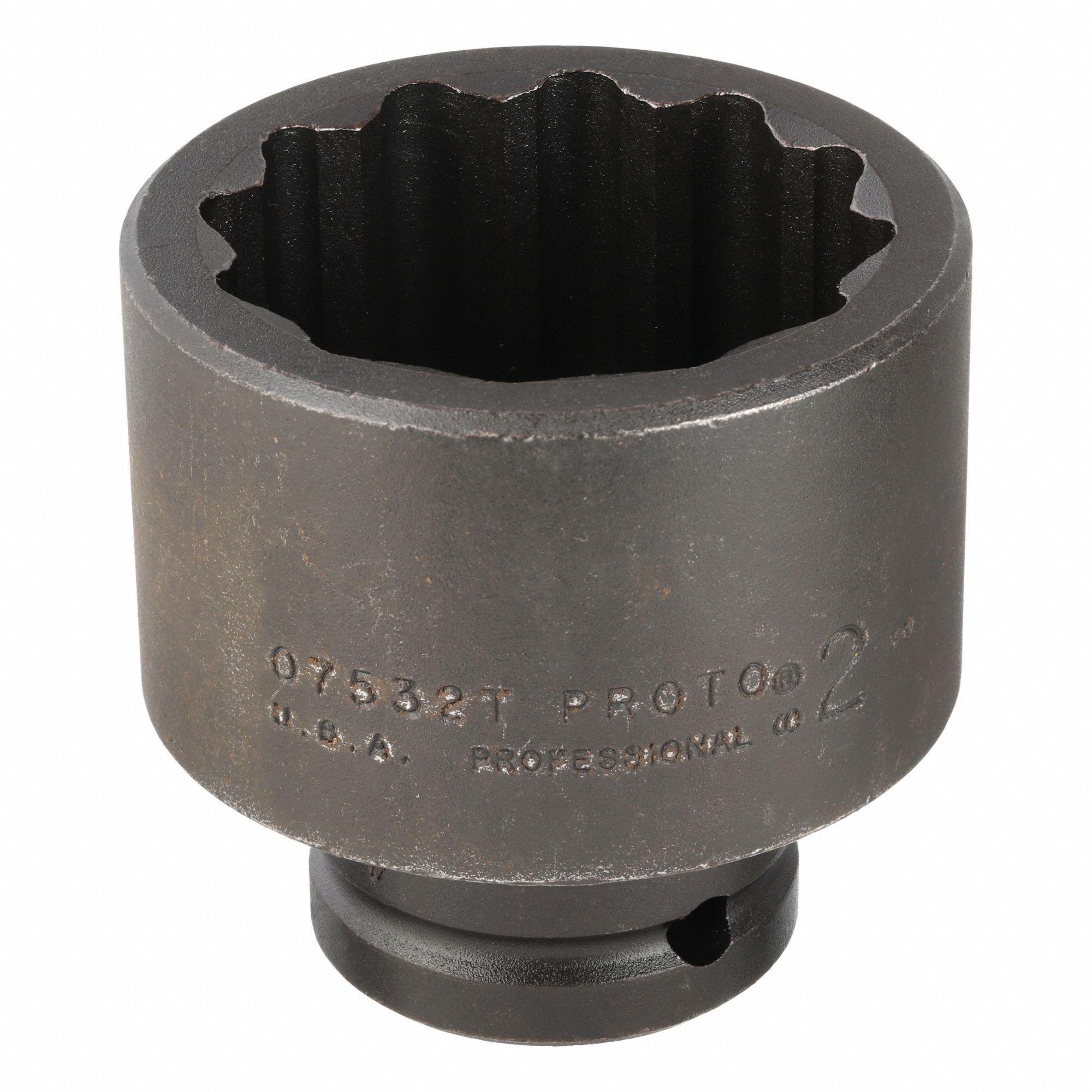 Impact Socket: 3/4 in Drive Size, SAE, 2 in Socket Size, 12-Point, Std, 2 13/16 in Overall Lg