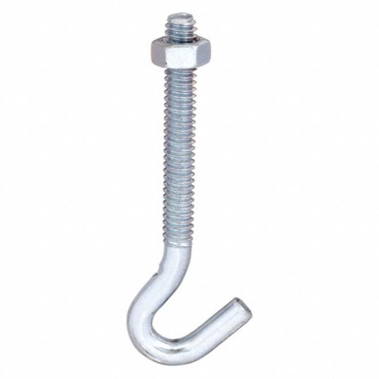 MONROE PMP Hex Nut Bolt Hook: 1 Hooks, Steel, Zinc, 1 1/8 in Hook Ht, 3/4  in Hook Base Wd, 10 PK