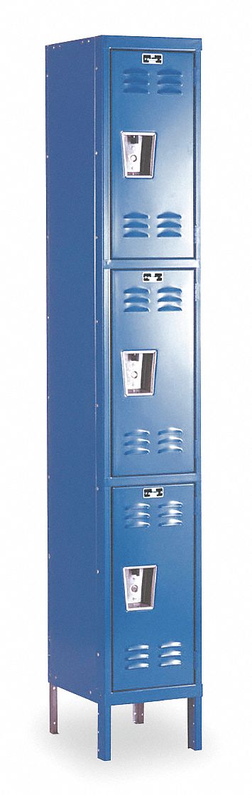 Wardrobe Locker: 12 in x 12 in x 78 in, Louvered, 3 Tiers, 1 Units Wide, Padlock Hasp