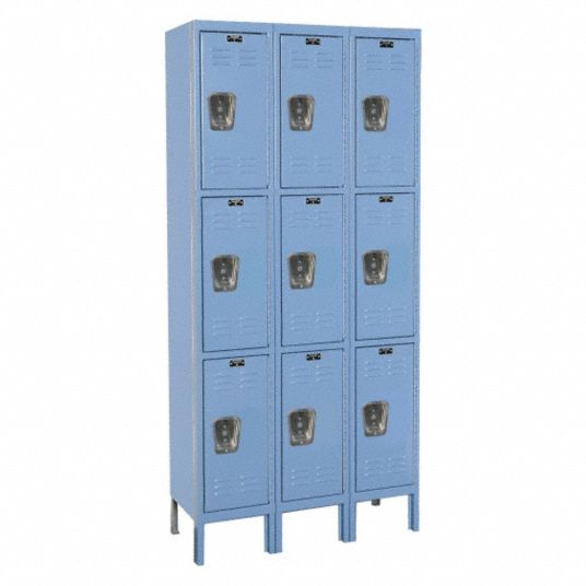 HALLOWELL Wardrobe Locker: 36 in x 15 in x 78 in, Louvered, 3 Tiers, 3 ...