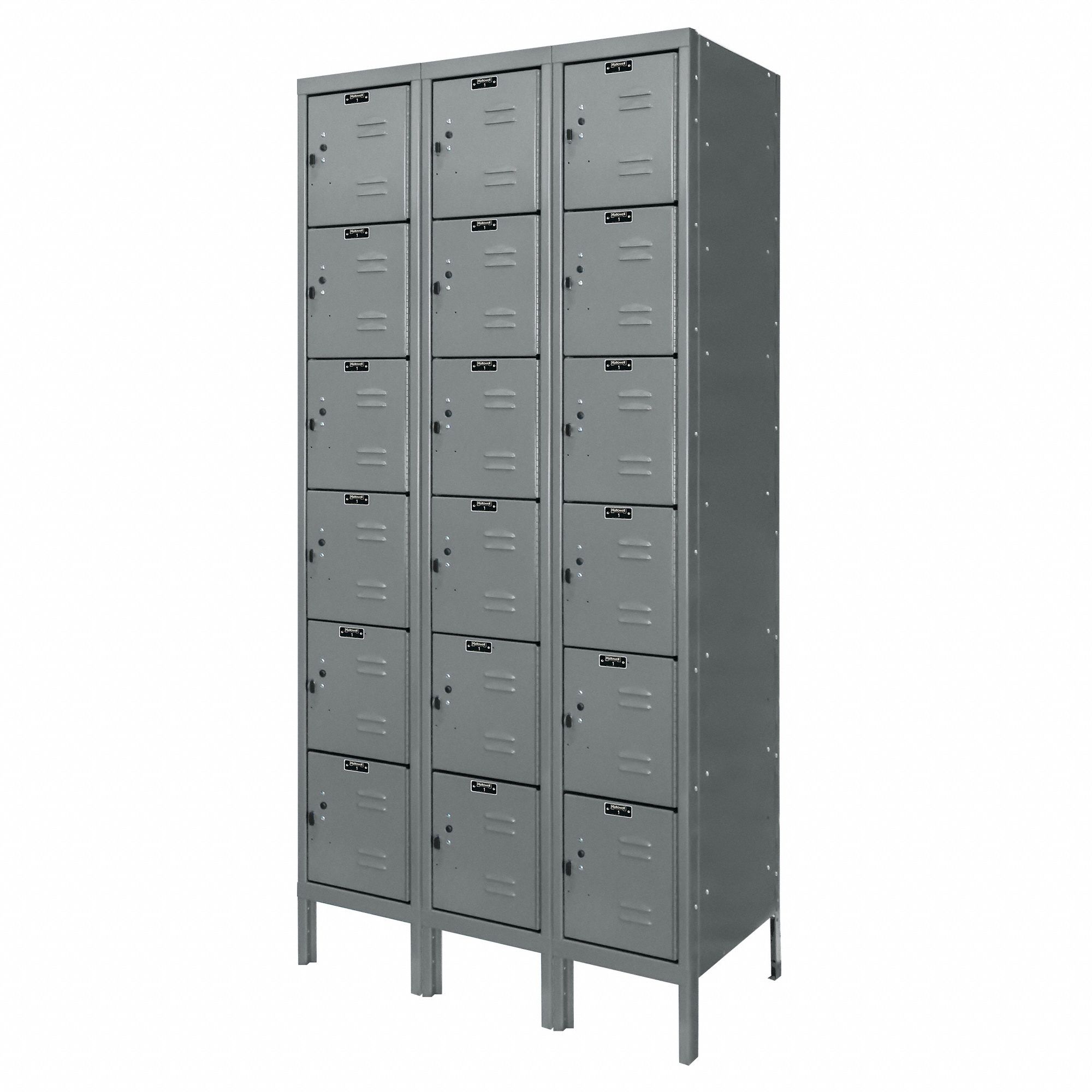 Gray GRAINGER APPROVED Box Locker,Louvered,1 Wide 4MUD9 6 Tier,Gray 