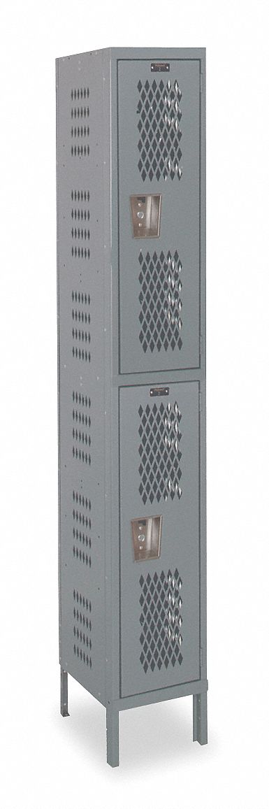 Wardrobe Locker: 12 in x 18 in x 78 in, Ventilated, 2 Tiers, 1 Units Wide, Padlock Hasp