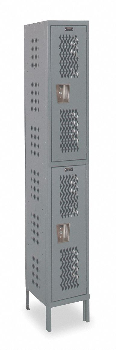 Wardrobe Locker: 12 in x 18 in x 78 in, Ventilated, 2 Tiers, 1 Units Wide, Padlock Hasp