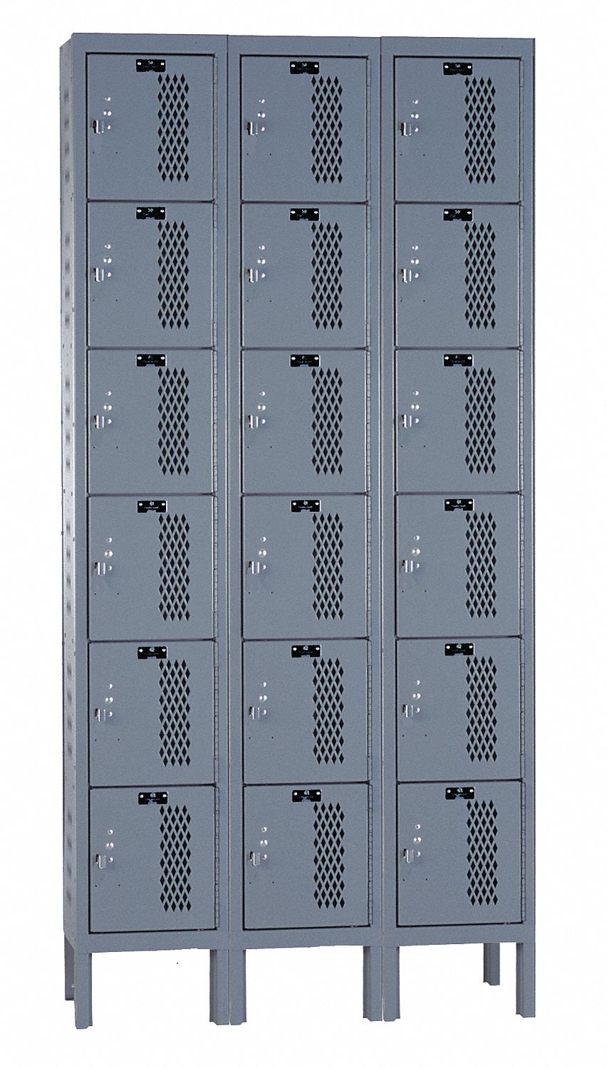 BOX LOCKR,VENTILATED,3 WIDE,6 TIER,GRAY