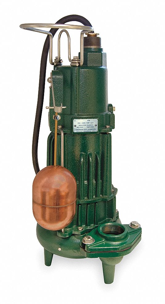 ZOELLER Sewage Ejector Pump, HP 1, Flow Rate 10 Ft. of Head 157.0 gpm