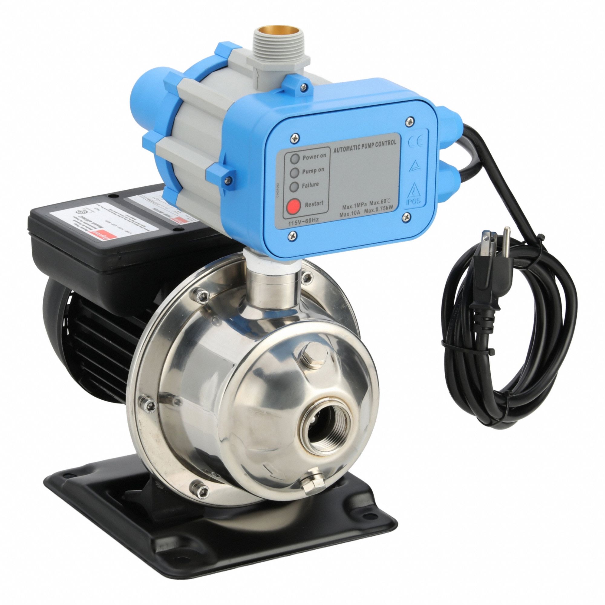 Constant Pressure Booster Pump: 1/2 hp, Single Phase, 115V AC, 35 psi Pressure Boost (Max)