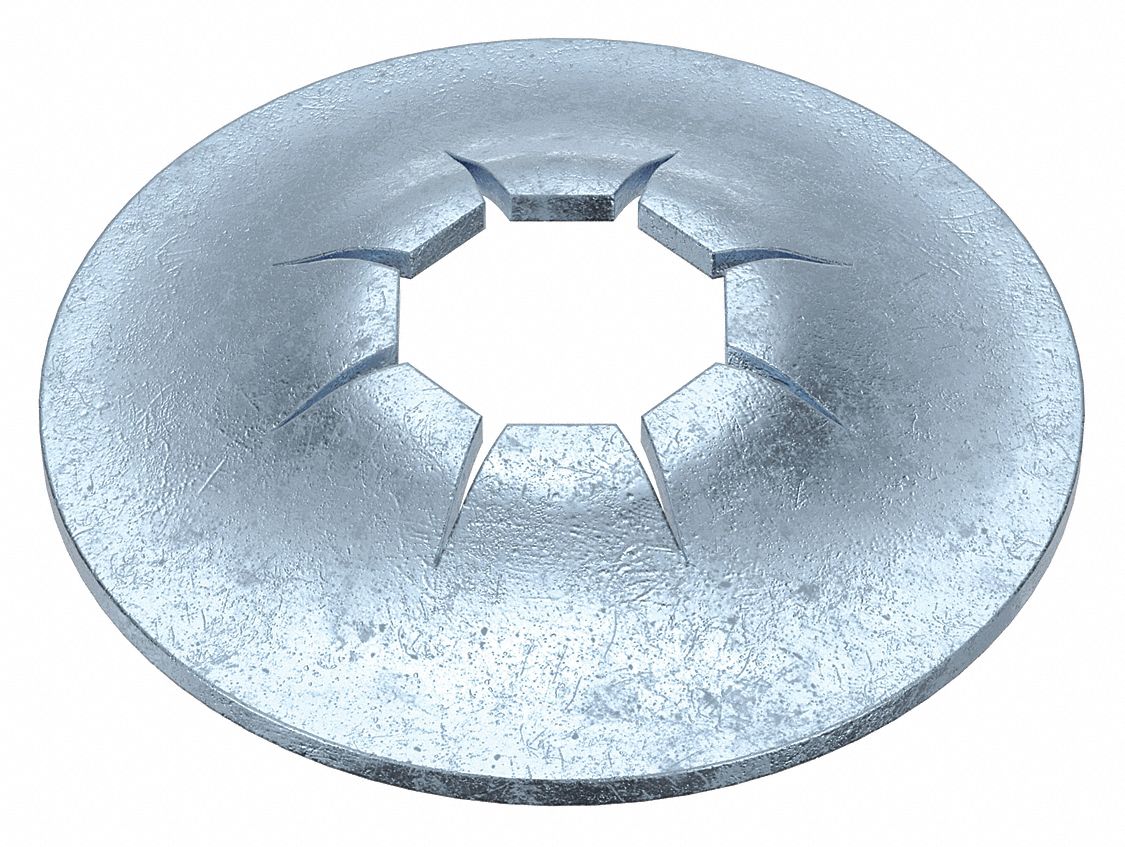 PUSH NUT, ROUND FLAT, SPRING STEEL, ZINC PLATED, ⅛ IN FOR SCREW SIZE, ⅜ IN W, 200 PK