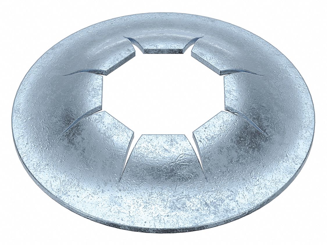 PUSH NUT, ROUND FLAT, SPRING STEEL, ZINC PLATED, FOR SCREW SIZE 3/16 IN, 7/16 IN W, 200 PK