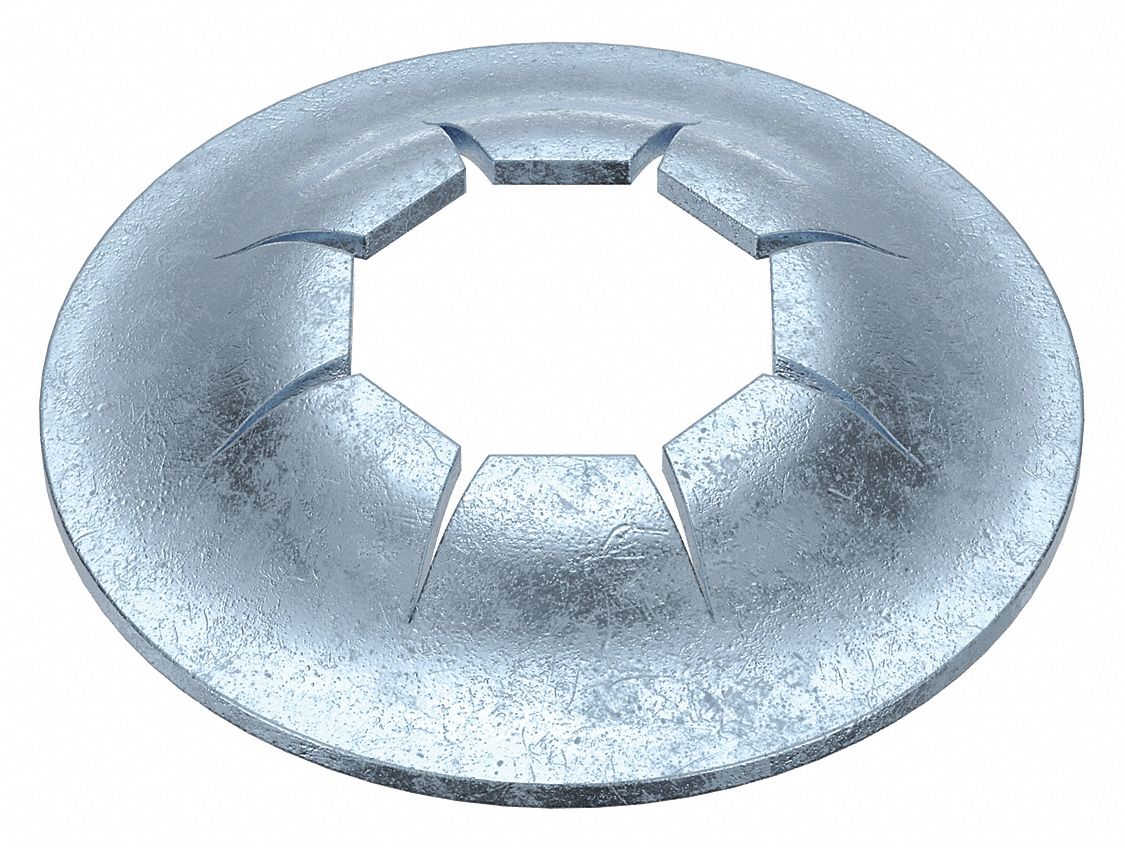 PUSH NUT, ROUND FLAT, SPRING STEEL, ZINC PLATED, FOR SCREW SIZE 3/16 IN, 7/16 IN W, 200 PK