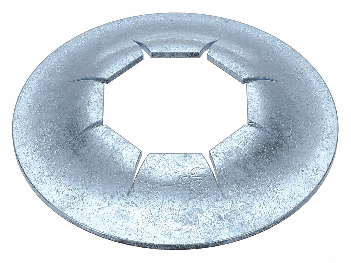 PUSH NUT, ROUND FLAT, SPRING STEEL, ZINC PLATED, ¼ IN FOR SCREW SIZE, 17/32 IN W, 200 PK