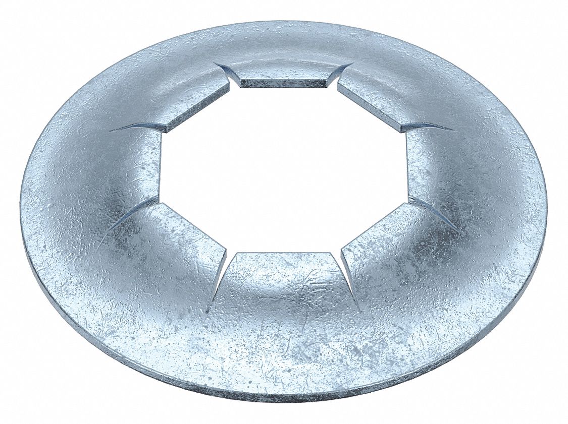 PUSH NUT, ROUND FLAT, SPRING STEEL, ZINC PLATED, FOR SCREW SIZE ⅜ IN, ¾ IN W, 200 PK