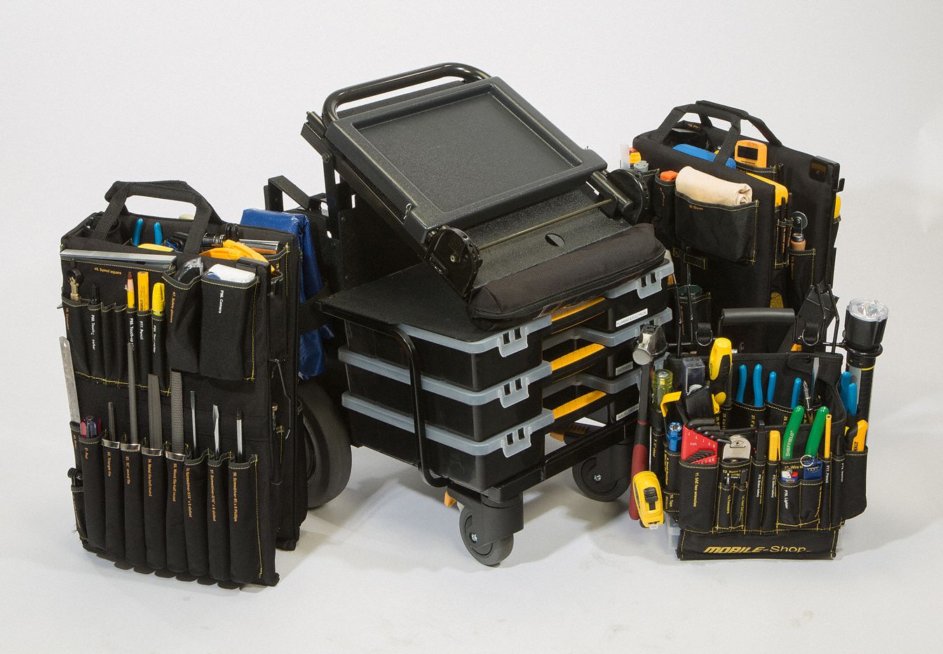 MOBILE SHOP Tool Cart, Complete/No Drill 1,257 Pieces, Metric/SAE