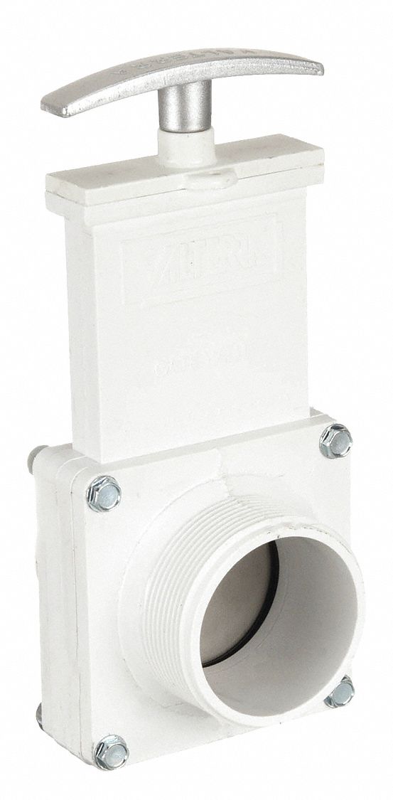 GATE VALVE: 2 IN SIZE, PVC, RISING, MIPS X MIPS, 40 PSI CWP, WHEEL, SOLID WEDGE