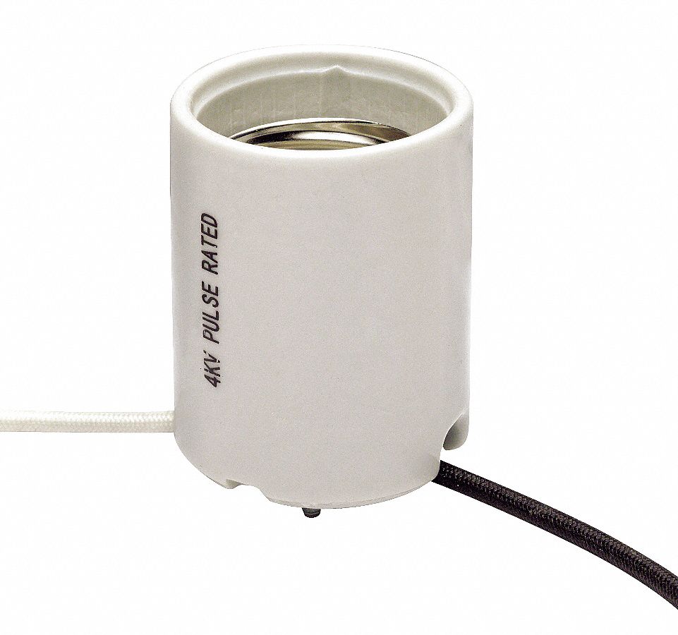 BULBHOLDER, WHITE, 1,500 WATTS, 600V AC, 2 5/8 IN L, MOGUL SCREW (E39), SCREW MOUNT, 1 FT POWER CORD