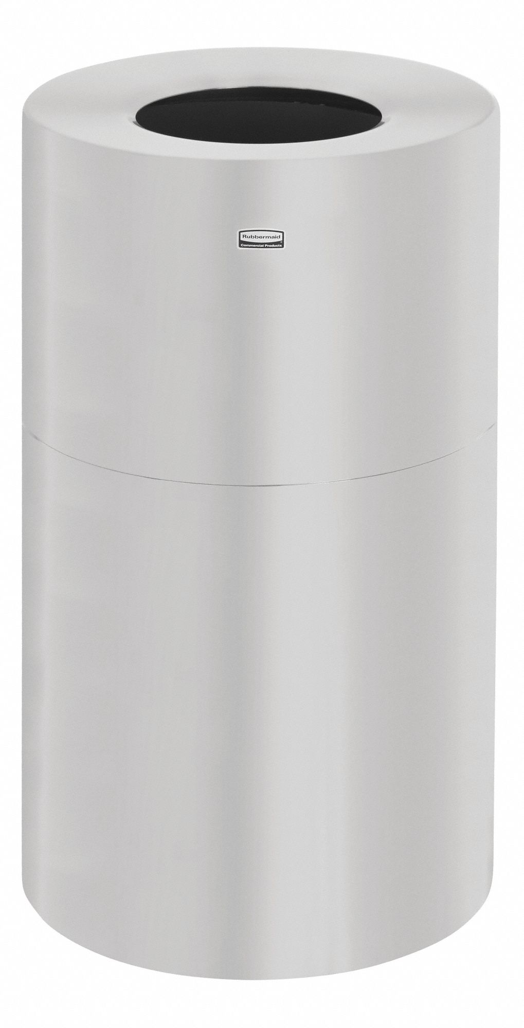 TRASH CAN,ROUND,35 GAL.,SILVER