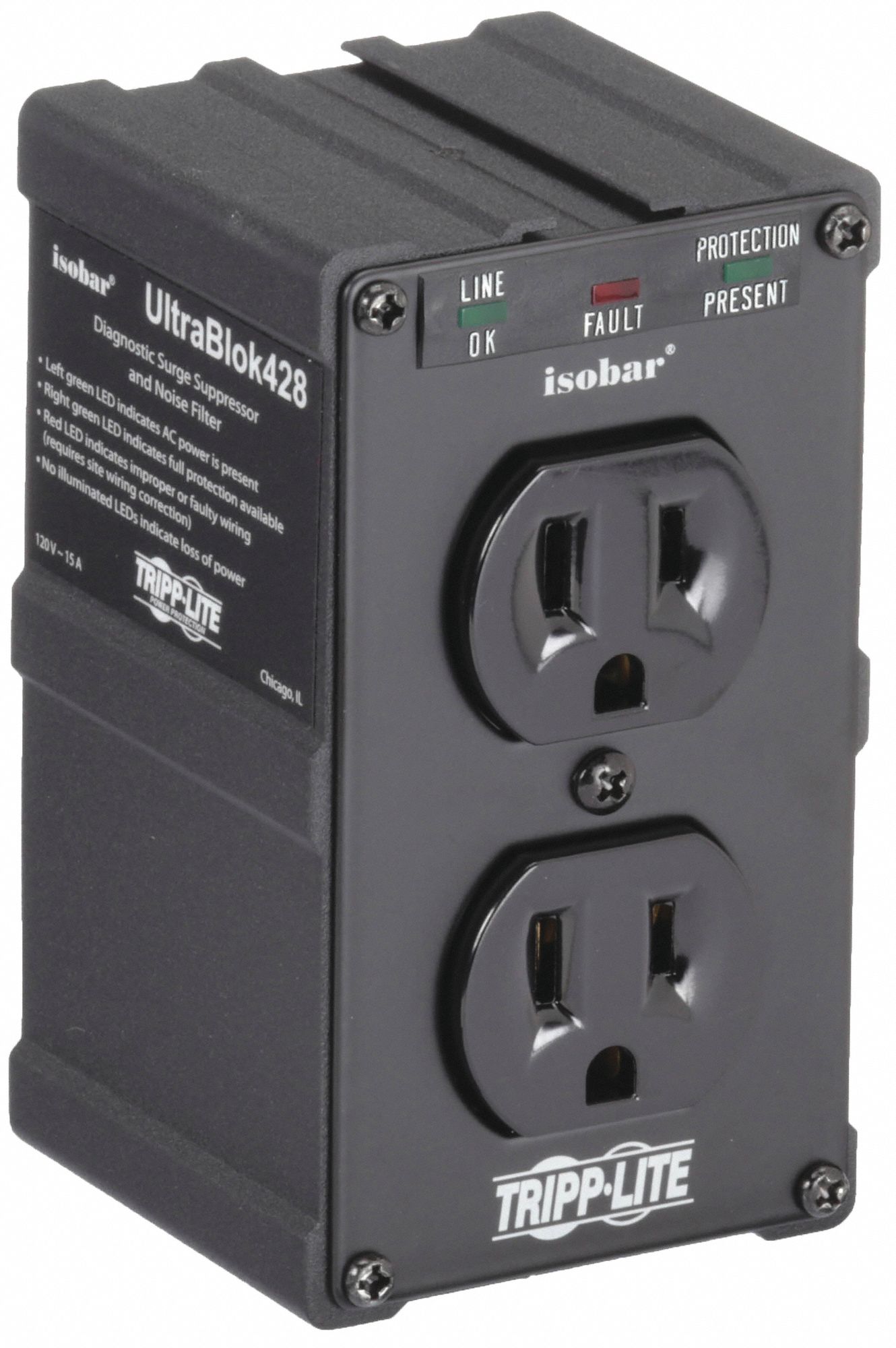 TRIPP LITE, MultiOutlet Tap Surge Protector, 15 A, Isolated Filter