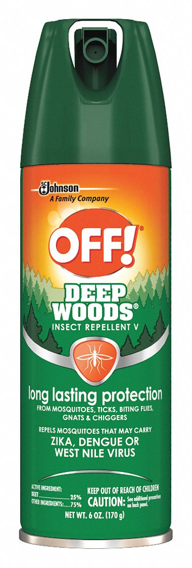 Insect Repellent: Aerosol, DEET, 25.00% DEET Concentration, Outdoor Only, 6 oz