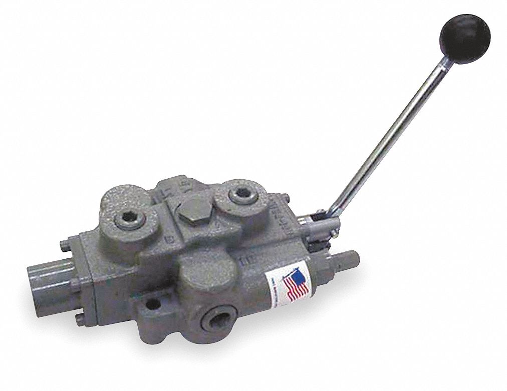 Prince RD-2555-T4-ESA1 Directional Control Valve, Logsplitter, Ways, Positions, Spring Center To Neutral, Cast Iron, 3000 psi, Lever Handle, 20 gp - 1