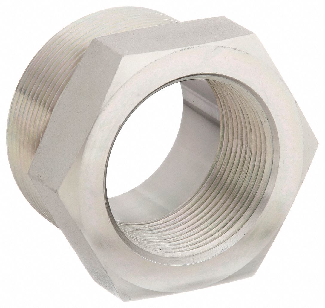 Hydraulic Hose Adapter: 2 in x 1 1/2 in Fitting Size, Male x Female, NPTF x NPTF, Rigid, Straight