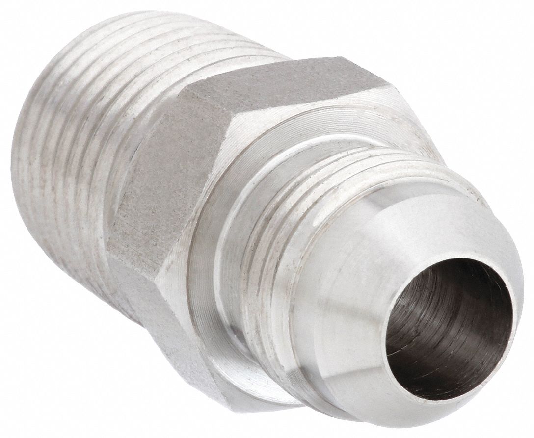 HYDRAULIC HOSE ADAPTER, ½"-14 THREAD SIZE, ½ X ½ IN FITTING, MALE X MALE, NPT X JIC