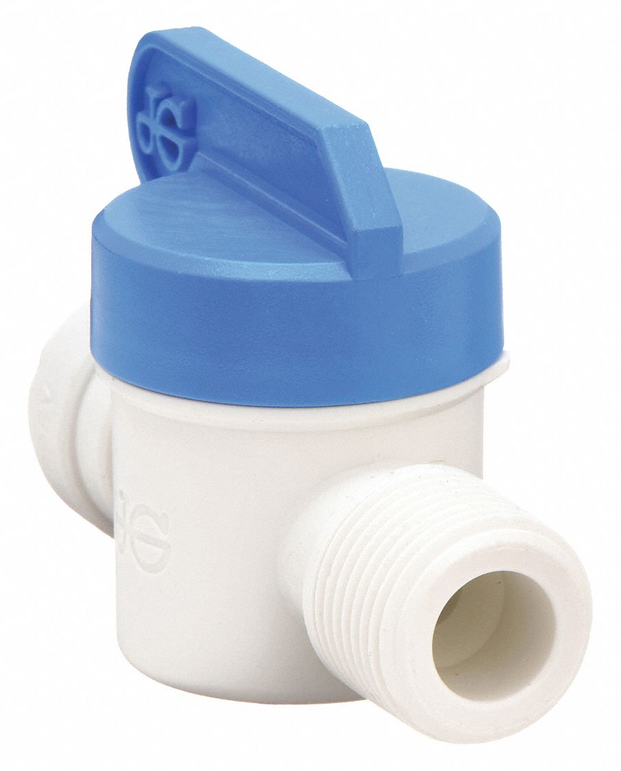 MANUAL TWO-WAY BALL VALVE: ⅜ IN, POLYPROPYLENE, STRAIGHT, MNPT X FNPT, 5 PK