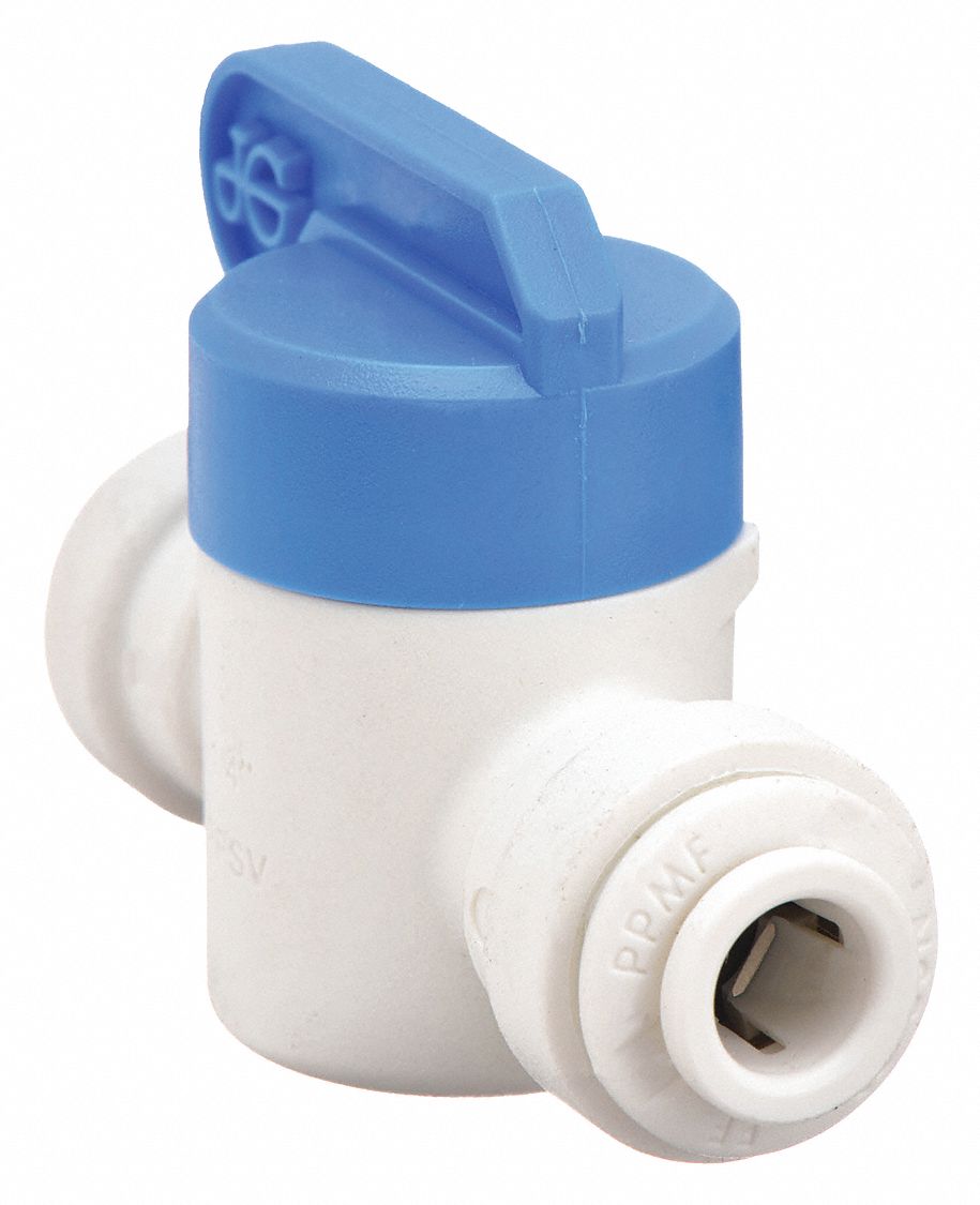 MANUAL TWO-WAY BALL VALVE: ¼ IN, POLYPROPYLENE, STRAIGHT, PUSH X PUSH, 5 PK