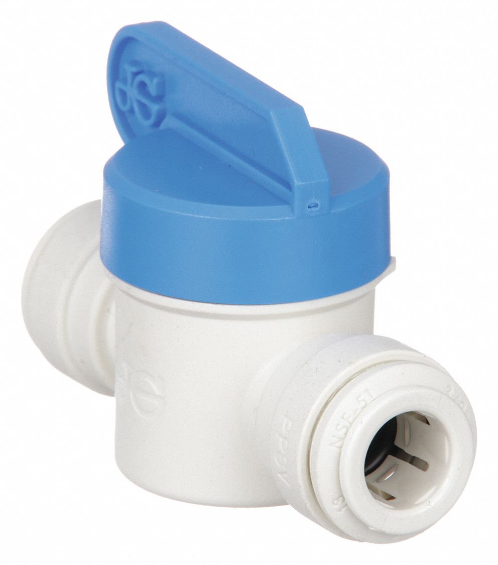 Manual Two-Way Ball Valve: 3/8 in, Polypropylene, Straight, Push x Push, 5 PK