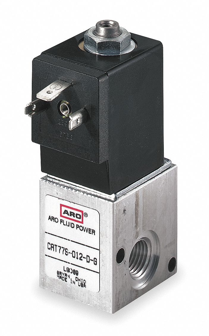 Solenoid Air Control Valve: CAT, Three-Way / Two-Position, 120V AC, 1/4 in Female NPT