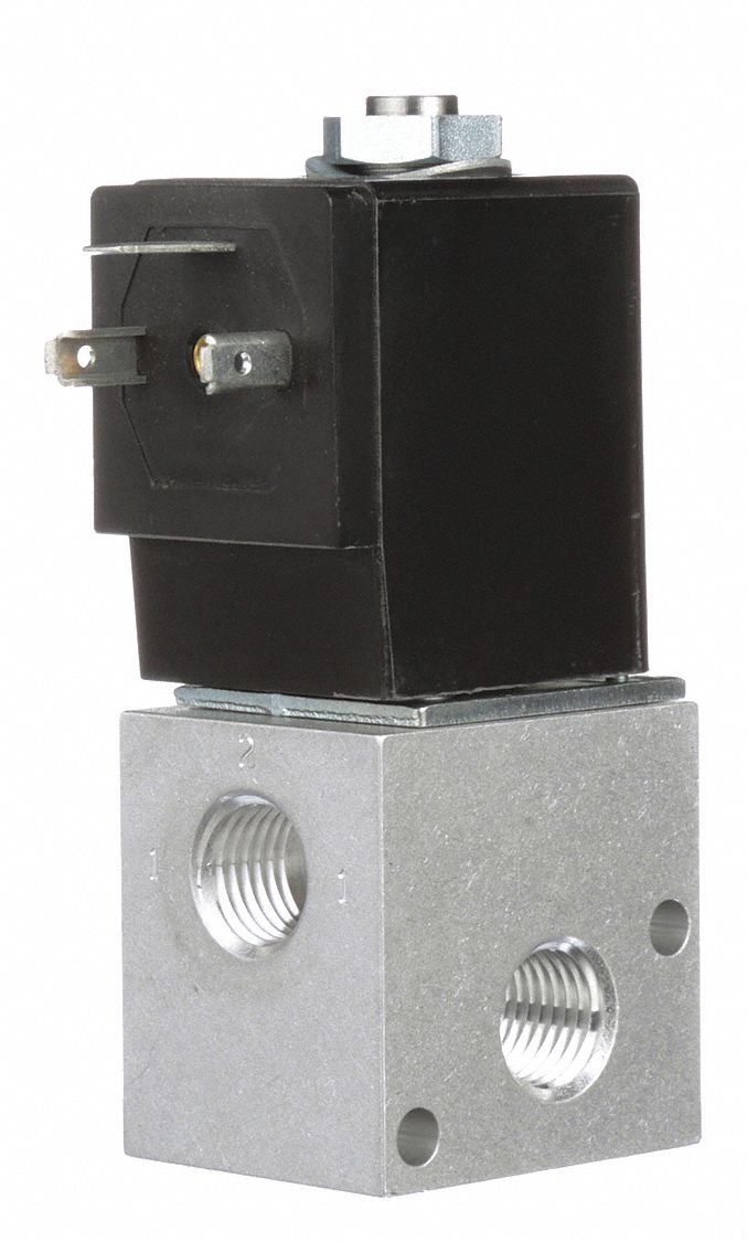 Solenoid Air Control Valve: CAT, Three-Way / Two-Position, 12V DC, 1/4 in Female NPT